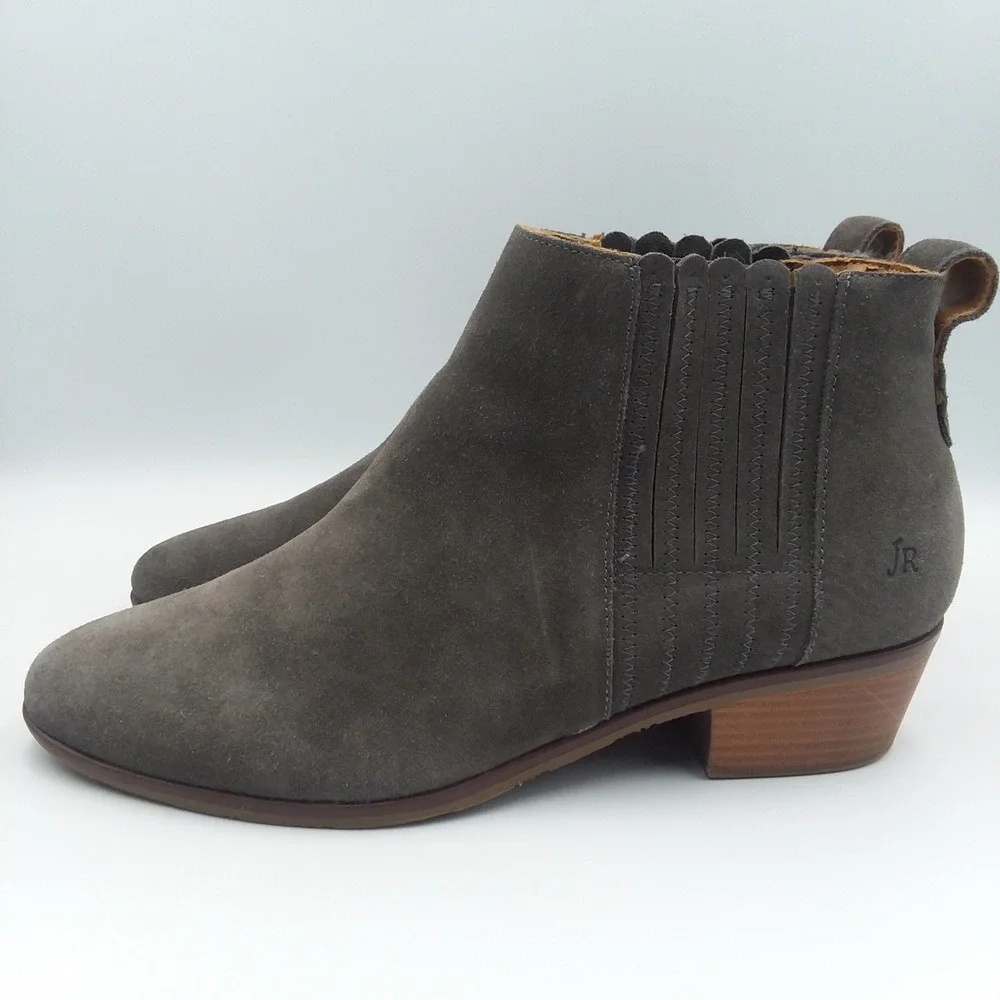 Jack Rogers Pippa Suede Chelsea Boots Block Heel Gray Women's 9.5‎ Ankle Booties